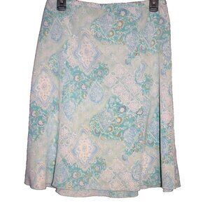 VINTAGE Norton McNaughton Floral & Paisley Skirt Size 8 Blue White Teal